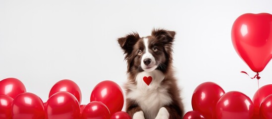 Sticker - Valentine s Day Collie puppy with heart on nose cute and adorable a lovable gift