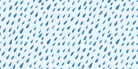 Poster - Drops of rain. Seamless pattern of raindrops, blue diagonal droplets.