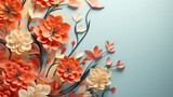 Fototapeta  - Wide format floral banner art illustration for design