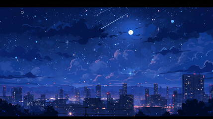 Wall Mural - city night sky