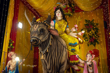 Sticker - Idol statue of goddess maa durga in navratri festival