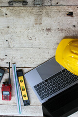 engineer table tools no one person on wooden table