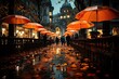 City in rain, luminous reflexes in the midst of drops., generative IA