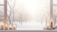 A Place For Text With A Winter Landscape And Candles
