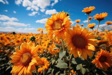  Golden Field of Sunflowers Dancing in the Wind., generative IA