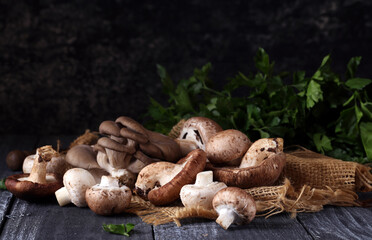 Poster - natural organic mushrooms for vegetarian food