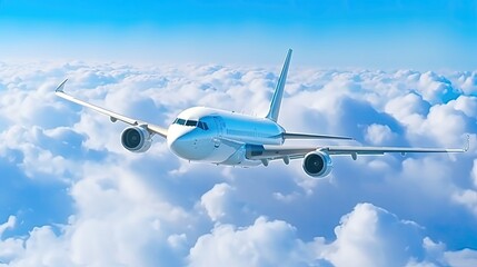 Wall Mural - Passenger airplane in the sky above the clouds