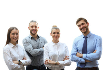 Sticker - group of successful business people on a transparent background