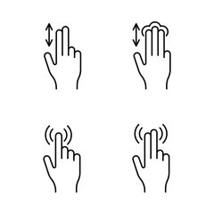 Canvas Print - Gesture Sign Black Thin Line Icon Set Isolated on a White Background. Vector illustration of Hand Touchscreen Gestures Device Icons