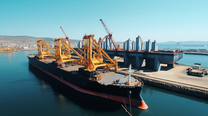 Poster - Cargo ship at the port