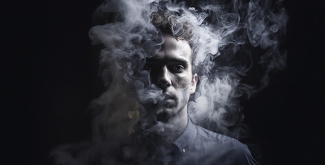 Wall Mural - smoking cigarette, men face on smoke hd wallpaper