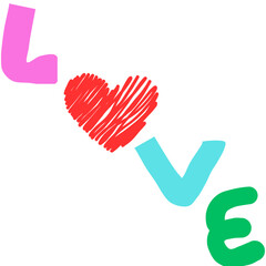 love word with o heart shape