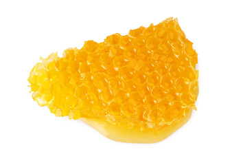 Wall Mural - Piece of natural honeycomb with tasty honey isolated on white, top view