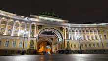 View Of The Administrative Buildings On The Palace Square At Night