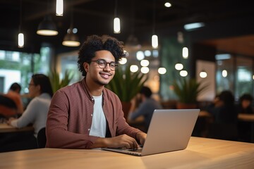 Leinwandbilder - Portrait of a stylish businessman working at a laptop
