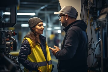 Poster - A project engineer talks to a female operator