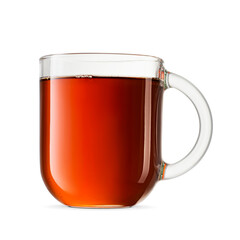 Canvas Print - Brewed black tea in a glass transparent cup isolated. Transparent PNG image.