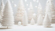 © irissca - 3D white alternative paper Christmas tree. White background, web banner, postcard with minimal paper christmas tree