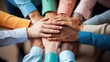 © Pro Hi-Res - All hands together, united diversity or multi-cultural partnership in a group.