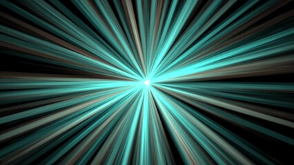 Wall Mural - Light rays as turquoise space warp. Abstract background with lightning streaks