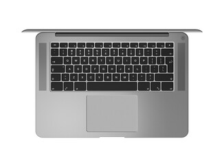 Sticker - Open laptop top view isolated on transparent background. Dark silver. 3D render