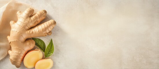 Aufkleber - Ginger isolated pastel background Copy space Overhead view