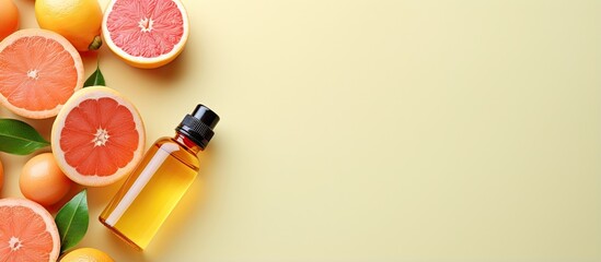 Poster - Copy space with citrus fruit and essential oil bottles