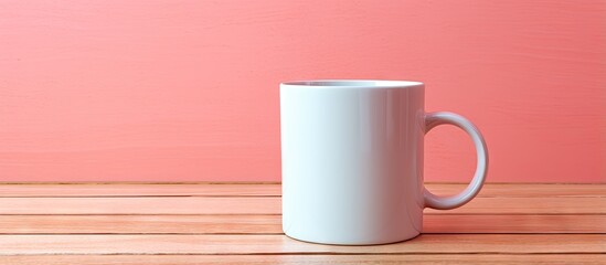 Aufkleber - Wooden mug with a sense of style isolated pastel background Copy space