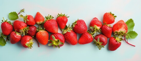 Poster - Strawberries on isolated pastel background Copy space