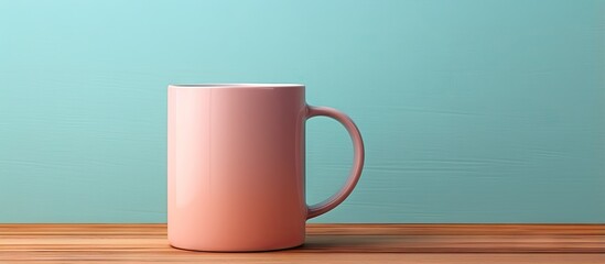 Aufkleber - Wooden mug with a sense of style isolated pastel background Copy space