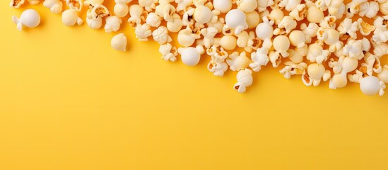 Aufkleber - Colorful popcorn against isolated pastel background Copy space in photography studio