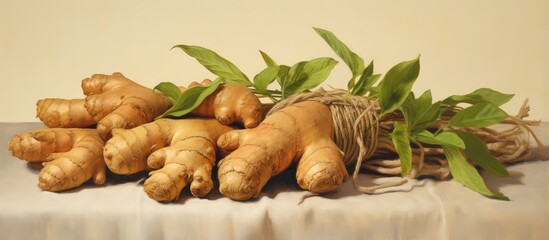 Aufkleber - Ginger has been a medicinal aid for centuries isolated pastel background Copy space