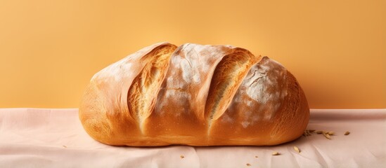 Poster - Fresh bread on a isolated pastel background Copy space