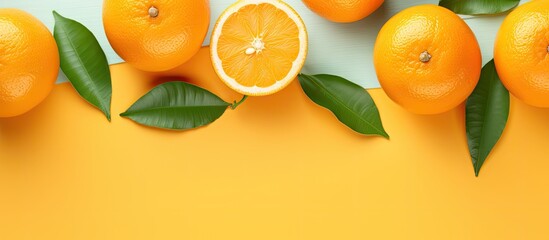 Aufkleber - Oranges fresh and contrasted with black isolated pastel background Copy space