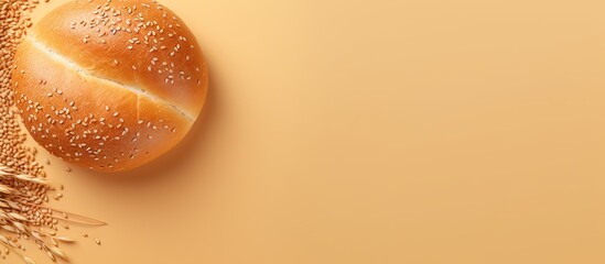 Poster - Sesame seed bread displayed on isolated pastel background Copy space