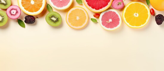 Aufkleber - combination of fruits isolated pastel background Copy space