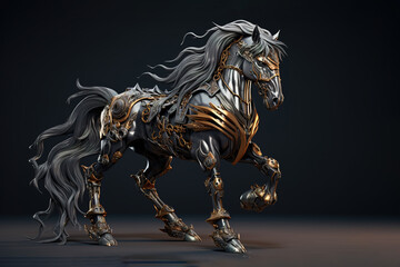 Wall Mural - Image of fantasy horse in warrior form. Wildlife Animals. Illustration, Generative AI.