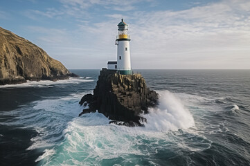 Poster - lighthouse on the coast of the sea created with Generative AI technology