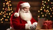 © GrayFrog - Santa Claus working on laptop with christmas trees