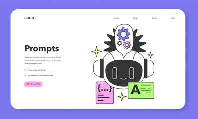 Sticker - prompt-engineering to a artificial neuron network web banner or landing