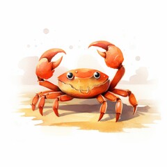 Sticker - crab drawing on white background.