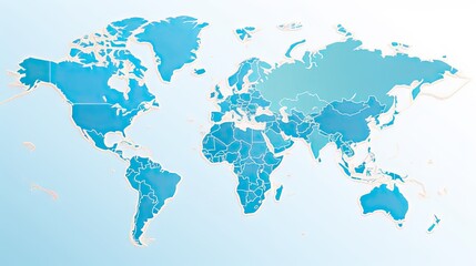   a map of the world with all the countries in blue.  generative ai