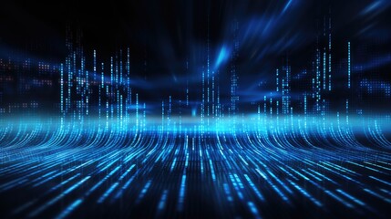 blue background with binary data concept 