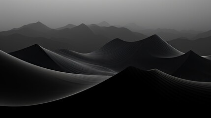 Wall Mural -  a black and white photo of a mountain range in the distance.  generative ai