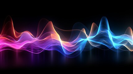 Canvas Print - vibrant colored sound wave on black background - abstract music visualization