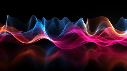 Wall Mural - vibrant colored sound wave on black background - abstract music visualization