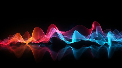 Wall Mural - vibrant colored sound wave on black background - abstract music visualization