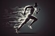 Running man illustration on dark background. Sport concept
