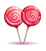 Two Candy Coated Sticks Of Pink And White Striped Lollipop On A Pink Background. Generative AI