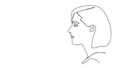 Wall Mural - Continuous line beautiful woman line art animation. One line art.